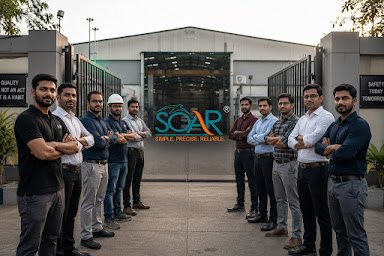 The Soar Renewable Energy team outside the lithium battery manufacturing facility in Mumbai
